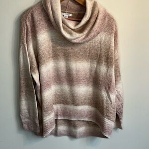 American Eagle Pink and Cream Cowl Neck Sweater Loose Oversized